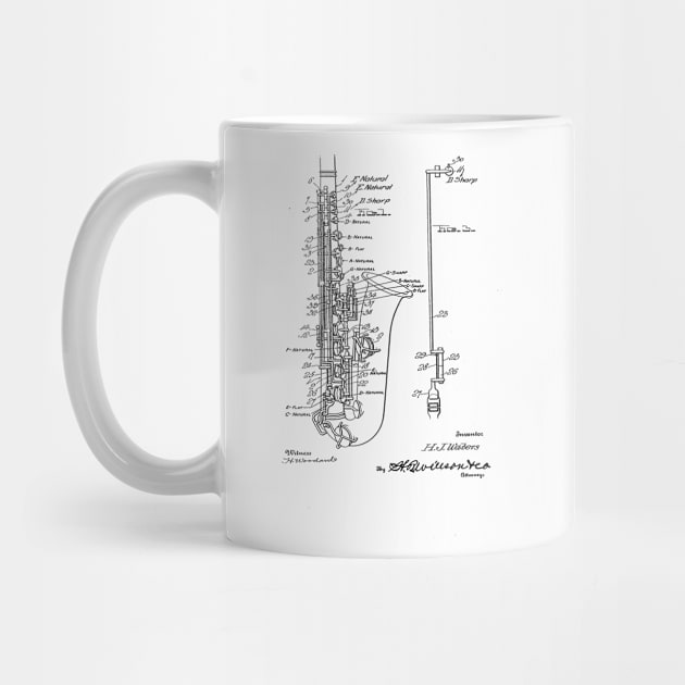 saxophone vintage patent drawing by skstring